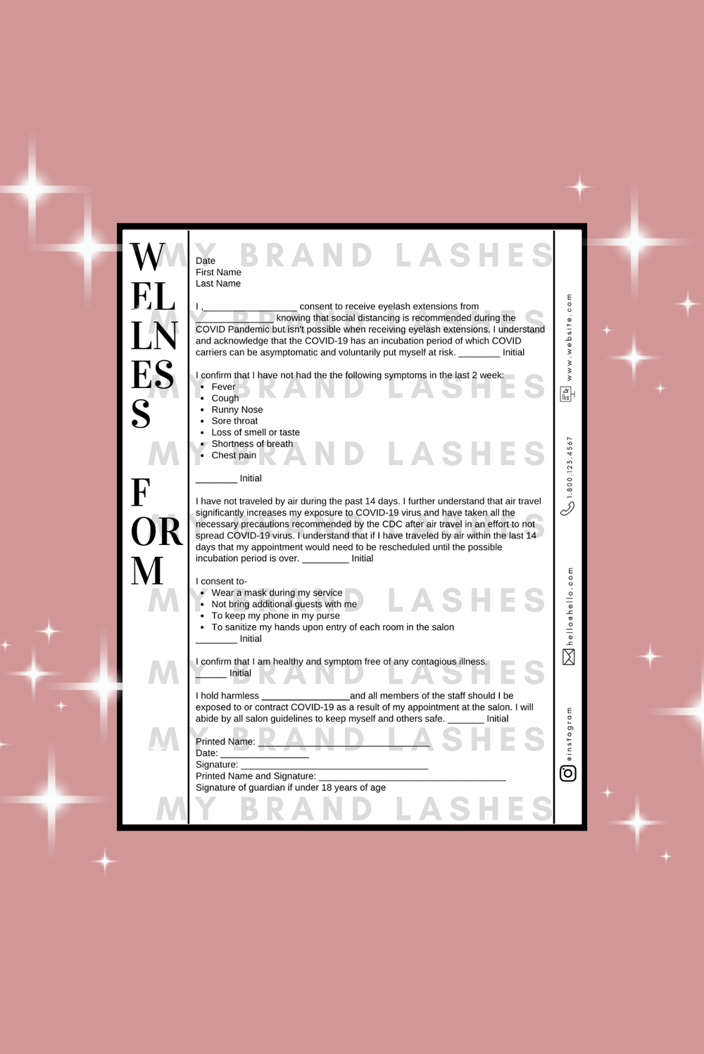 DOWNLOAD & PRINT - CLIENT WELLNESS FORM